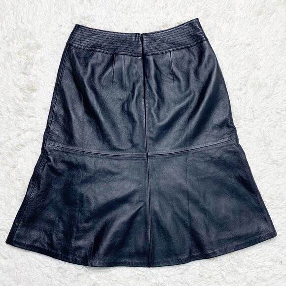 BOSTON DESIGN STUDIO Black Leather A-line Lined Skirt size 4 - Picture 3 of 9